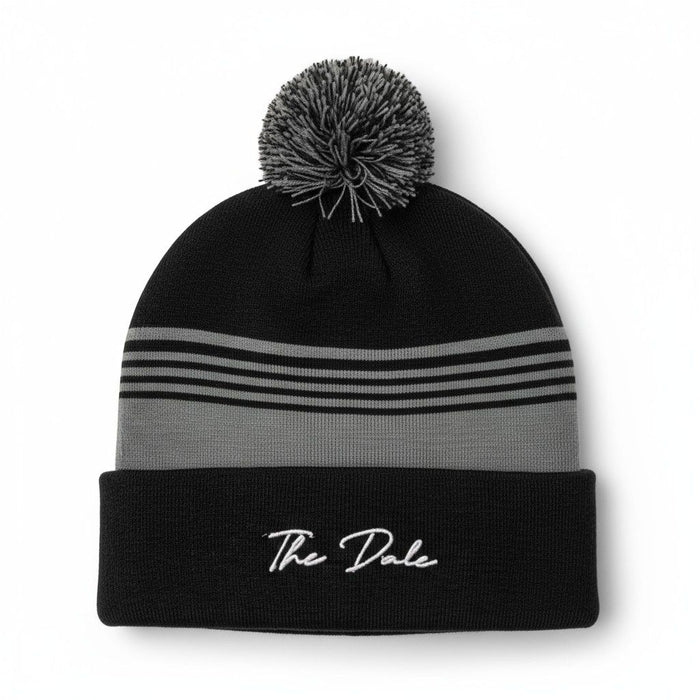 The Dale Striped Bobble Hat - Black/Grey