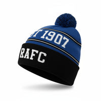 1907 Striped Bobble Hat - Blue/Black/White