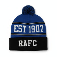 1907 Striped Bobble Hat - Blue/Black/White