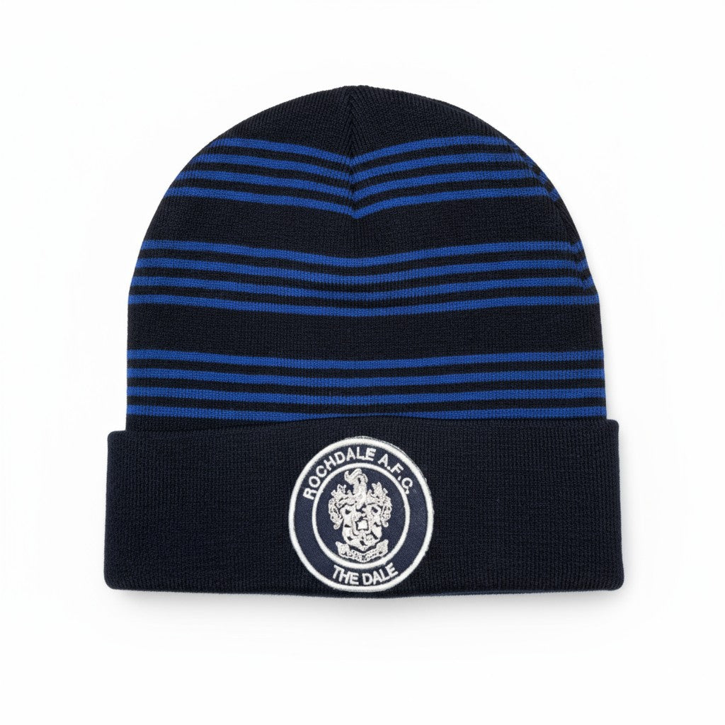 Crest Striped Beanie - Navy